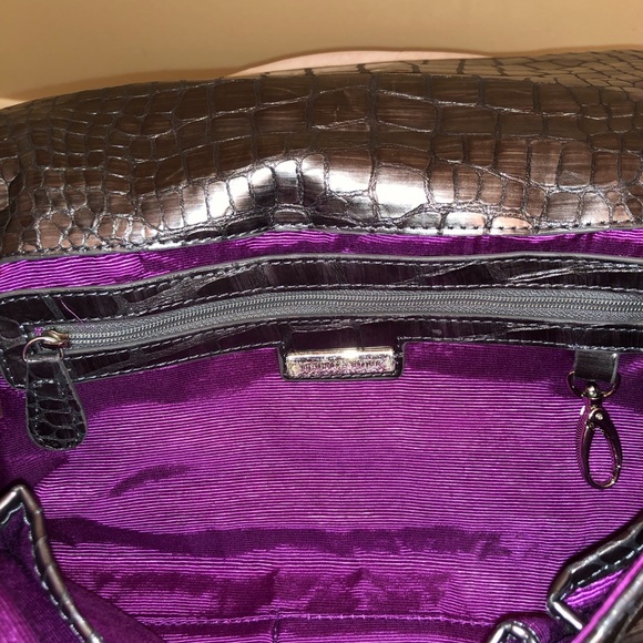 Isabella Fiore Silver Beaded Snakeskin Print Leather Bag/Clutch - Picture 6 of 8